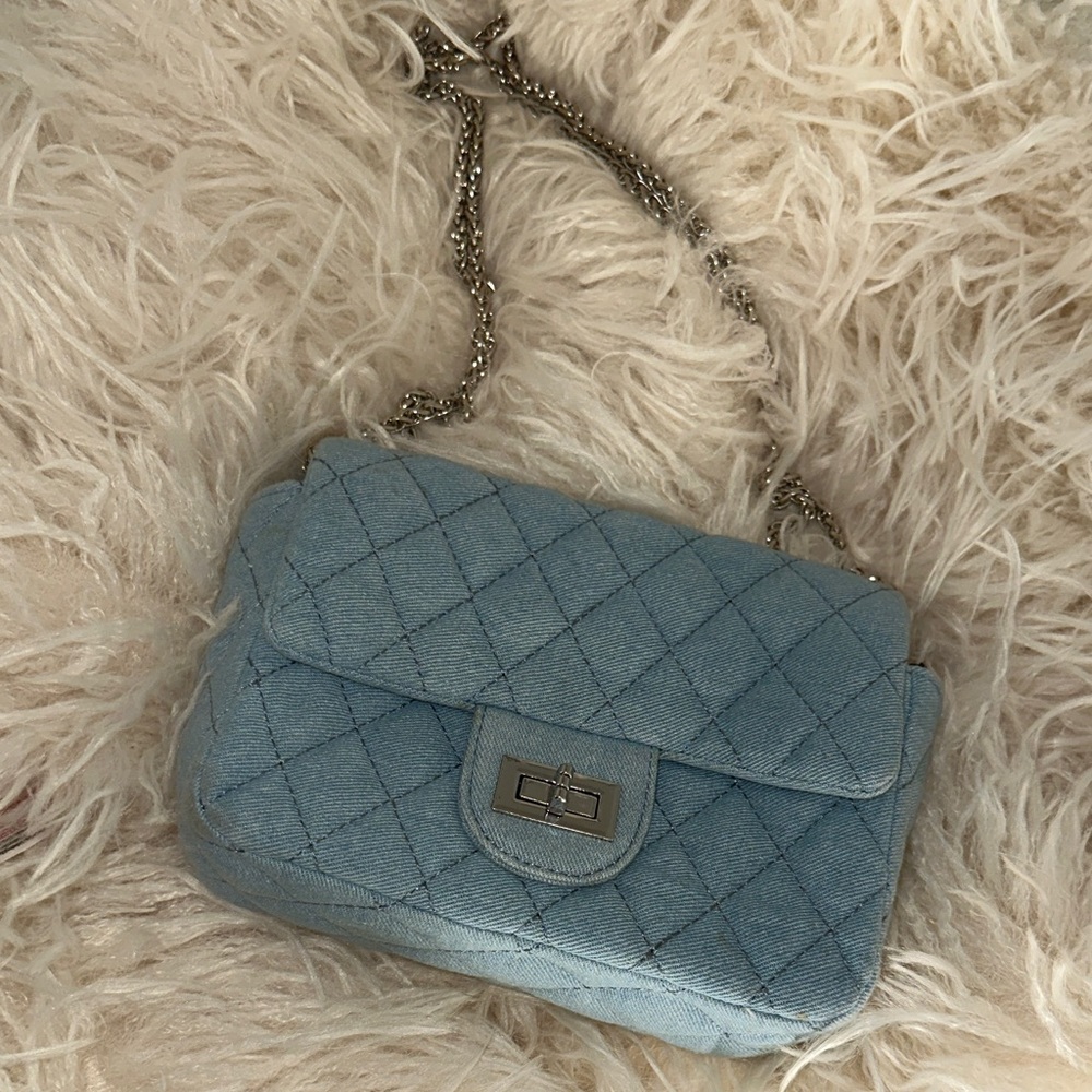 Forever 21 Light Blue Quilted Crossbody Bag